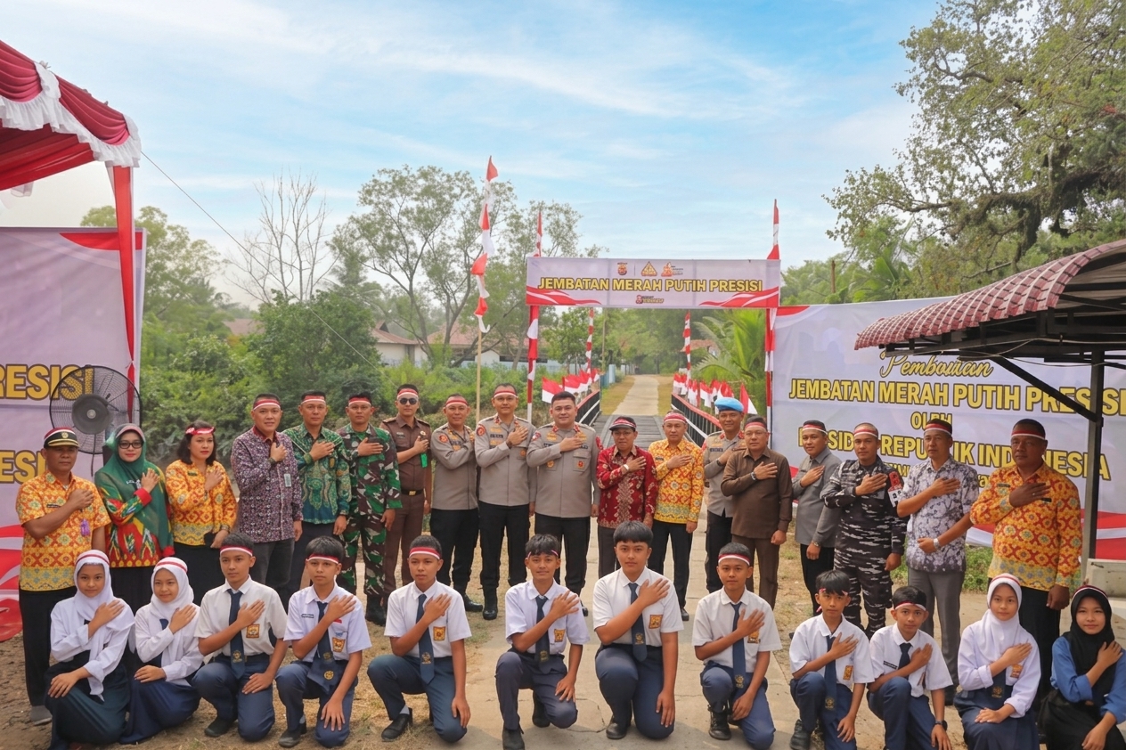 Jembatan Merah Putih Presisi di Tempurukan Diresmikan, Sekda Ketapang Apresiasi Kolaborasi Polri